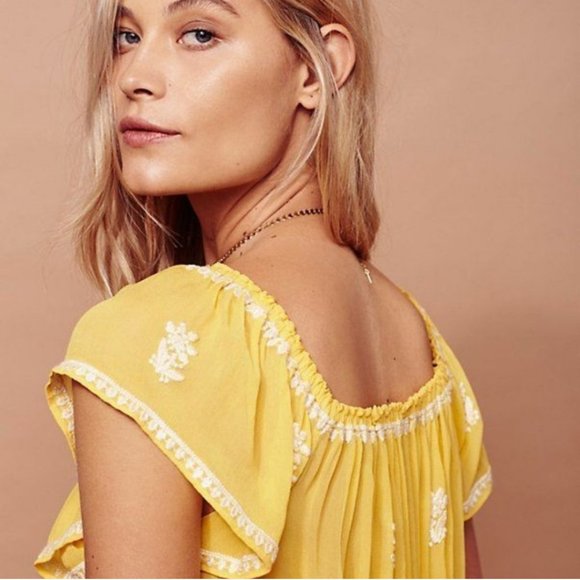 FREE PEOPLE Paisley Park Sheer Peasant Blouse - Picture 7 of 16